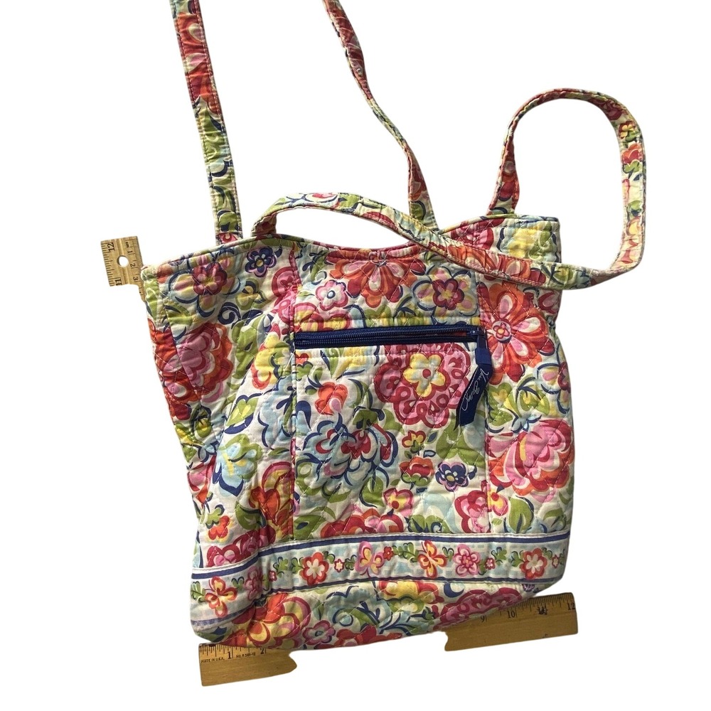 Vera Bradley Floral Quilted Tote Shoulder Bag Cotton Multicolor